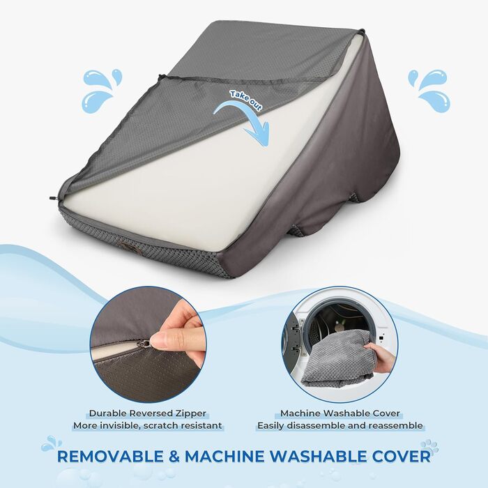 Сходинки для собак та котів, 3 сходинки, 40 см, сірі. Зручні для літніх тварин, миються, не слизькі. Для дому, до ліжка, дивану.