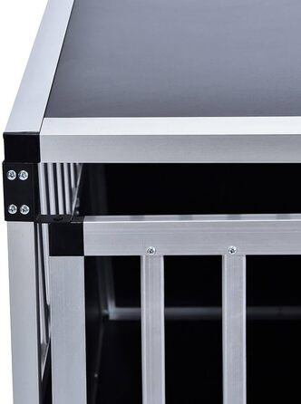 Транспортна переноска для собак Home Deluxe SKITO - M (69x54x50 см) - Алюміній + MDF, Срібно-чорний колір