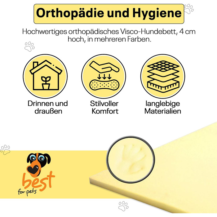 Ортопедичне ліжко для собак Best For Pets: миється, з віскоеластичної піни, з пам'яті ефекту, складне, 85x65x4 см