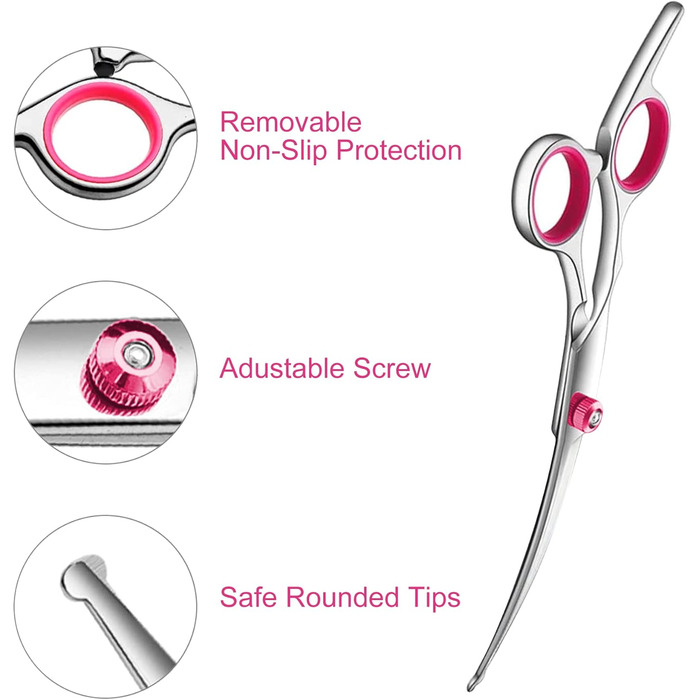 Ножиці для грумінгу собак, ножиці для догляду за шерстю, фінішна ножиця, вигнуті ножиці, з нержавіючої сталі, чорний колір