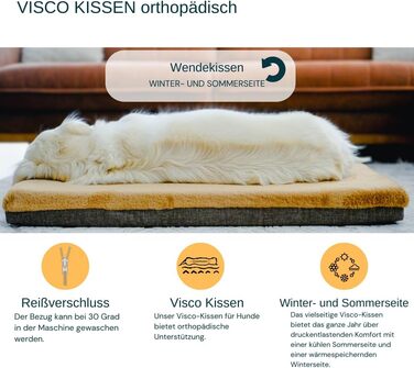 Ортопедичне ліжко для собак Rio, миється, кошик для собак з антиковзким покриттям та подушкою з memory foam для зими та літа, ідеально для великих собак до 35 кг (L 100x70x17 см), коричневе