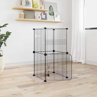 vidaXL Клітка для тварин з дверцятами, 8 шт., чорна, 35x35 см, сталева, для кроликів і цуценят