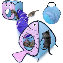 Туннель для котів, іграшка-труба, складаний тунель для кошенят, цуценят, кроликів. 3 шт. блакитний