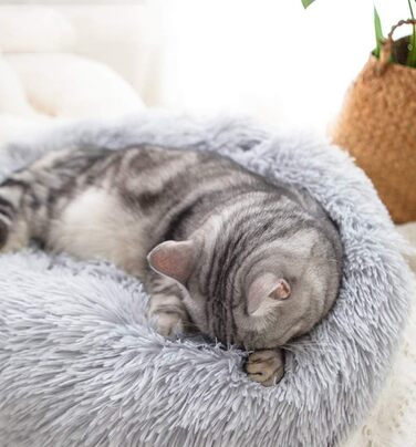 М'яке ліжко для собак та котів великих та екстра-великих порід, круглої форми, плюшеве, біле, 120 см, для дому