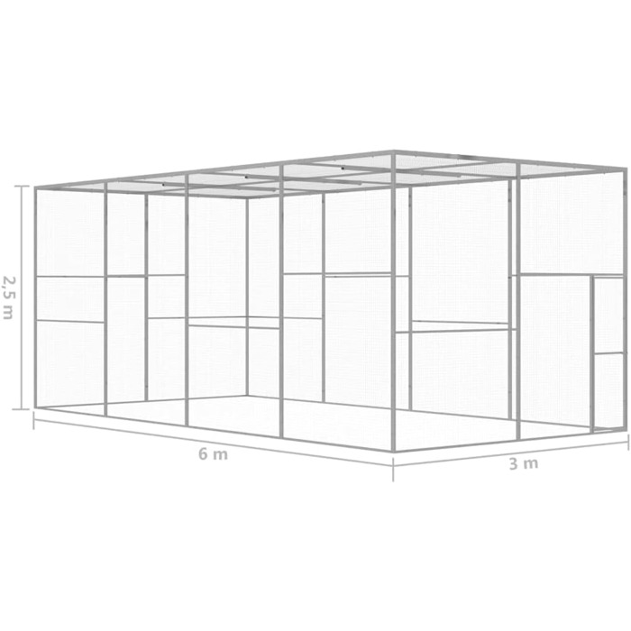 Вольєр для котів vidaXL 6x3x2,5 м, оцинкована сталь