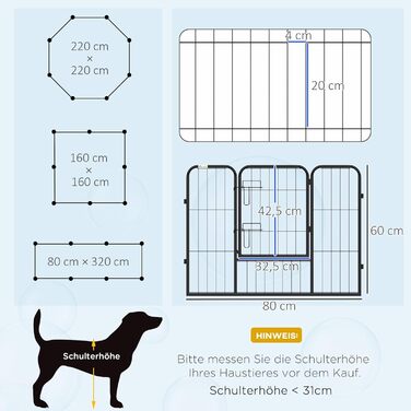 Клітка-загон для цуценят PawHut - металева, 80 x 60 см, чорна