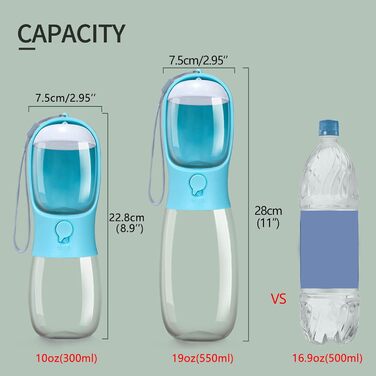 Пляшка для води та корму AVELORA для собак і котів, портативна поїлка для тварин з контейнером, для прогулянок, подорожей, щенят і домашніх улюбленців