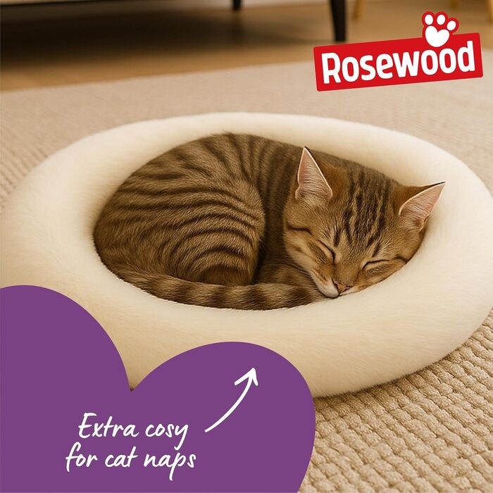 Квіткове ліжко для котів Rosewood 02906 40 Winks, кремовий колір, 35 x 40 x 8 см