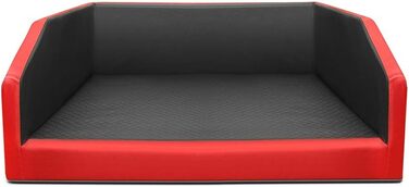 Крісло-ліжко для собак Mayaadi-Home XL Premium - 110x90x38 см | З захисною накидкою, з штучної шкіри, для автомобіля | Travel Duo чорно-червоне