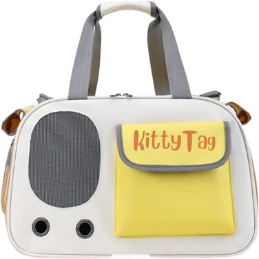 Сумка-переноска для тварин, цуценят, маленьких собак, котів, водонепроникна, преміум-шкіра PU, для прогулянок, подорожей, активного відпочинку, шопінгу (Жовта)