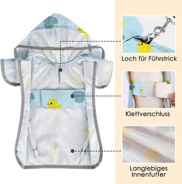 Водонепроникна дощовик для собак SowTon з капюшоном, XL, качка