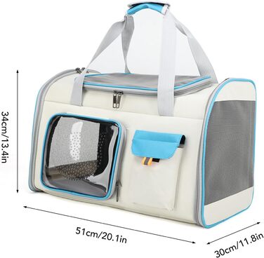 Транслювач для тварин XOYIXOYI, дихаючий рюкзак-переноска для котів та собак, велика місткість, легкий у догляді, для прогулянок на вулиці (білий та блакитний)