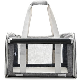 Транспортна переноска для собак та котів PETCUTE, складана, з внутрішнім ремінним кріпленням, схвалена авіакомпаніями, дихаюча, для подорожей та прогулянок (сіра)