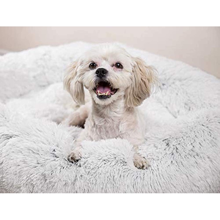 М'яке ліжко для собак у вигляді пончика, сіре, 70 см. Підходить для великих, середніх та маленьких собак та котів. Легко миється.