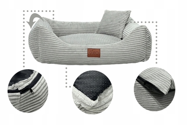 Лежак для собак Leo4dog з вельвету, зі знімним чохлом для прання, колір Оливка, XL 115x90