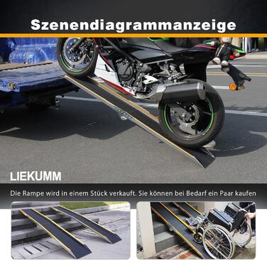 LIEKUMM Рампа для підйому мотоцикла, 180 см, 300 кг, алюміній, складна, для ATV, мотоцикла, велосипеда, авто