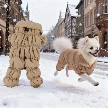 Водонепроникний теплий зимовий одяг для собак: куртка, жилет, пуловер для малих та середніх собак, з D-кільцем, Khaki S