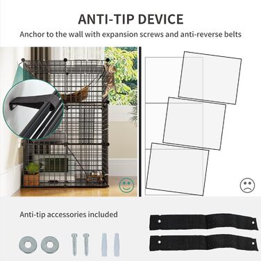 Клітка для котів YITAHOME на вулицю, металева 3-ярусна клітка-вольєр для котів з 3 дверцятами та 2 сходами, з гамаком, 72x72x104 см