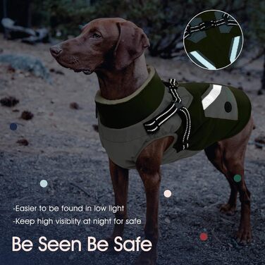 Зимовий теплий костюм для собак IECOii, XL, водовідштовхуючий, фліс, з блискавкою, для великих собак (Бігль, Кокер Спаніель, Бордер Коллі), армійний зелений