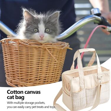 Сумка-переноска для собак та котів, складана, бавовняна, бежева