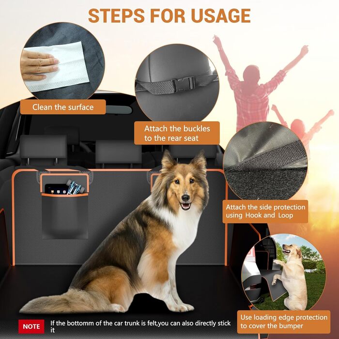 Захист для багажника автомобіля від бруду та подряпин для собак, універсальний, 185x102 см, 600D, водонепроникний, стійкий до подряпин, для авто, SUV, Van (Помаранчевий)