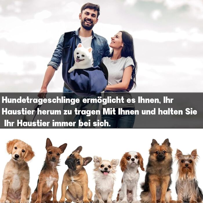 Транспортувальна сумка-слінг для собак та котів, блакитна | Зручна переноска для маленьких тварин на прогулянку та подорожі