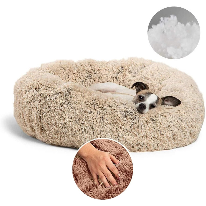 Ортопедичне ліжко для собак великих порід, Khaki, Ø 110 см. М'яке, зручне, з м'якою оббивкою, для дому, велике, миється