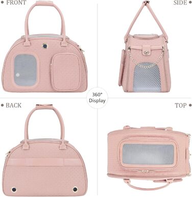 Стильна сумка-переноска для собак преміум-класу, вентильована переноска для тварин, м'які стінки, для цуценят та маленьких собак, з кишенею, рожева, 42.9 x 22.9 x 30 см