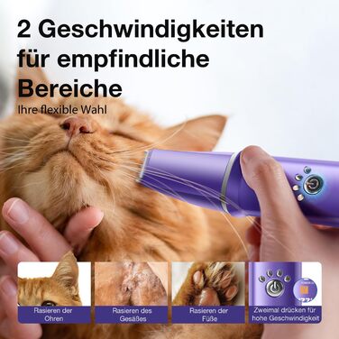 Набір для стрижки собак 3 в 1: машинка, тример для лап, для густого шерсті, тиха робота, фіолетовий