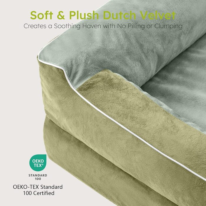 Ортопедичне ліжко для собак, 91x69 см, з іграшкою-кісткою, з охолоджуючого меморі-піни, миється, водонепроникне, неслизьке, велике ліжко для собак, світло-сіре (темно-зелене, L 107 x B 76 x H24 см)