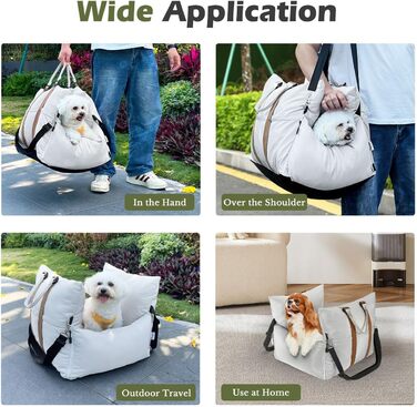 Pawaboo Автомобільний крісло для собак, водовідштовхувальне, з ременями та шнуром безпеки, посилене, сумка для подорожей з м'якою оббивкою, до 11 кг, світло-сірий