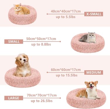 Заспокійливе ліжко-пончик для собак та котів, середнє, миється, з ковдрою, 61 см, ковдра 71x23 см, блакитне (40x40x17 см)