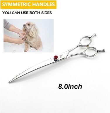 Професійна вигнута ножиця для грумінгу собак 9.0 дюймів - ножиці для собак та котів з ергономічною ручкою, з нержавіючої сталі 440C