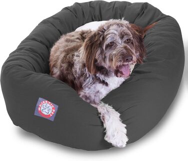 М'яке кругле лежак-донат для собак Majestic Pet XL, поліестер-бавовна, шерпа, знімний чохол, ортопедична спинка, 132×89×27 см