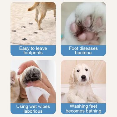 Очищувач лап для собак - портативна щітка, 2 швидкості, вологостійкий, для миття лап та прогулянок, блакитний