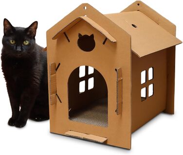 Котячий будиночок-дряпалка Croci з картону, 42x35x50 см, багатокольоровий