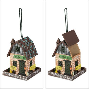 Дерев'яний будиночок для птахів Relaxdays, 23x18x18 см, з відкидним дахом, для саду та балкону