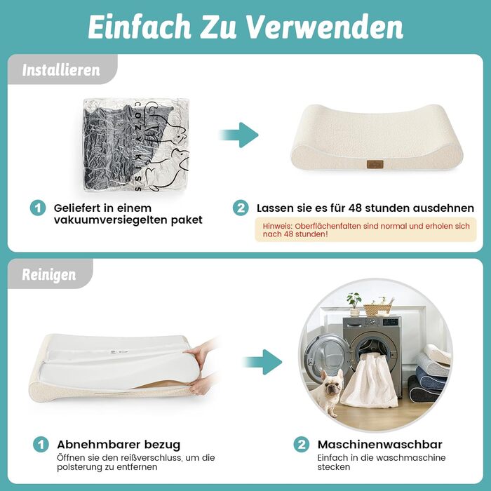 Лежанка для собак, 90x60x13 см, з високим бортиком - ортопедичний лежак для собак з корисного, водовідштовхувального та неслизького матеріалу у формі човна, підходить для собак до 29 кг, бежевий колір, розмір M