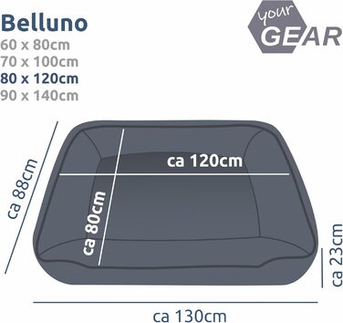 Зручне собаче ліжко your GEAR Belluno 80x120 см – велике, екологічне, миється, стійке до царапин, ергономічне, також для котів
