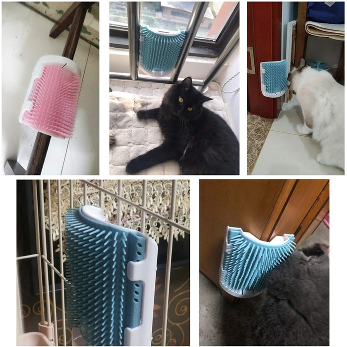 Щітка для котів, щітка для котячого клітки, самостійна щітка для догляду за котами, ідеальна для довгошерстих та короткошерстих котів, приємна для догляду, щітка-масажер для краси (колір: рожевий)