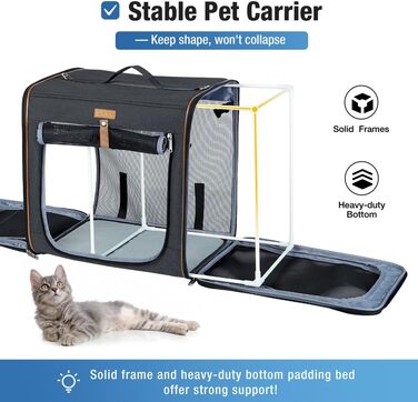 Транспортна переноска для собак та котів Lekeinchi 2-в-1, чорна, середнього розміру