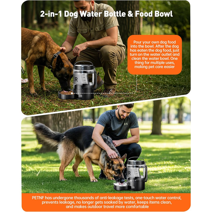 Водяна пляшка для собак Lesotc 2200 мл (2.8л) – велика, для подорожей, чорна