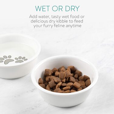 Набір мисок для котів та собак Navaris - миска для котів та собак з кераміки, набір - миска для корму, миска для води, миється в посудомийній машині (Style 2)