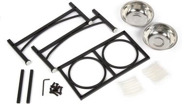 Підвищена годівниця для собак Funkeen з подвійними мисками з нержавіючої сталі, для середніх собак, об'єм 1 кварту