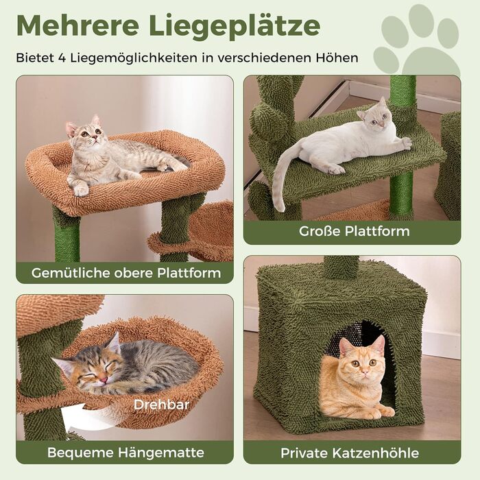 Драбина-кіготник для котів COSTWAY Kaktus: платформа, корзина, 2 котячі будиночки, сизаль, дерево, 81 см