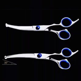 Набір ножиць для грумінгу собак та котів: прямі та зігнуті, з нержавіючої сталі (Blue)
