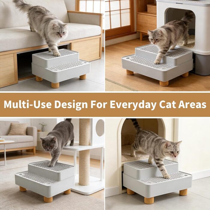 Сходи для котів Katzenklo Treppe Doppelstufig з фільтром для лотка: Рампа для кошенят та літніх котів, нековзка, легко миється
