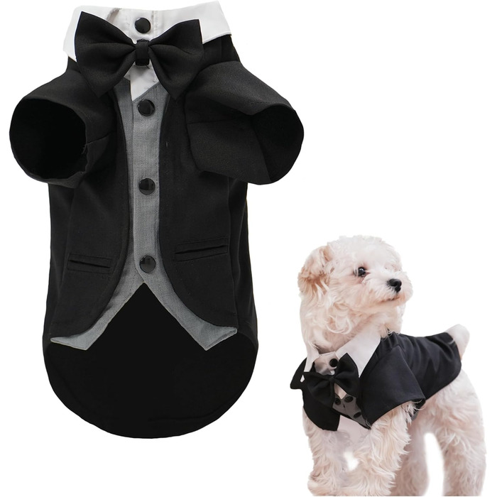 ЕлегантнийSmoking для собак: формальний костюм з краваткою для собак, весільний набір, костюм для цуценят, маленьких та середніх собак, котів. Розмір 3XL