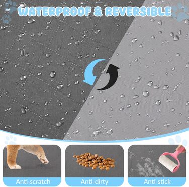 Водонепроникний килимок для собак на диван, ліжко та авто - котячий килимок, захист дивану/ліжка, двосторонній, стійкий до подряпин, можна прати, ідеально підходить для великих/маленьких собак, 203x152 см, сірий