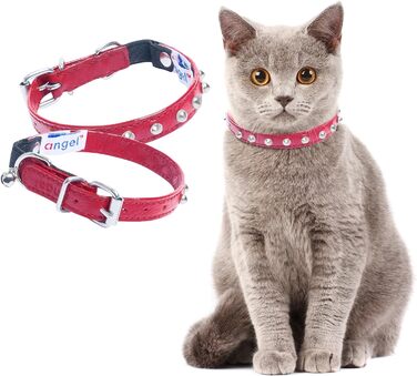 Шкіряний нашийник для котів Engel Pet з еластичною вставкою, червоний, 10x1/2 дюйма